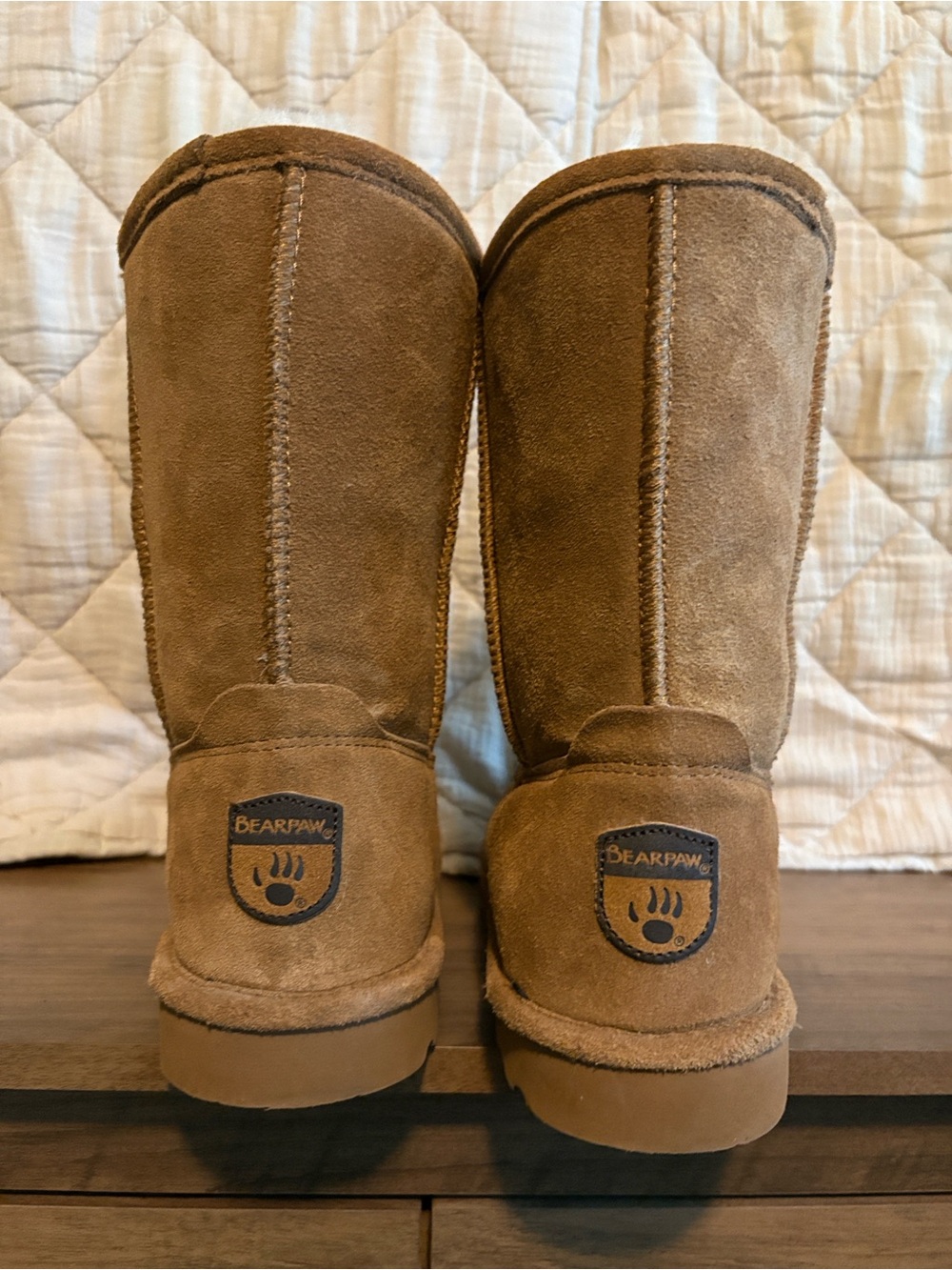 BearPaw Women's Tan Suede Mid-Calf Booties
